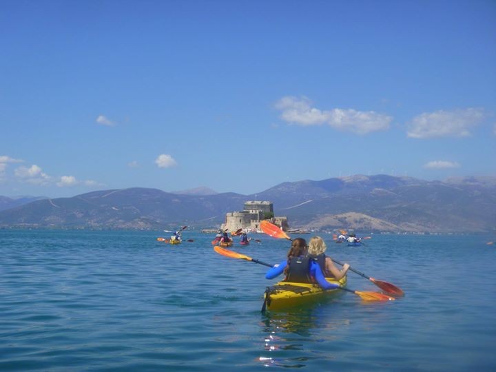 Guiding tour Nafplio-Mpourtze -Arvanitia-Karathona with sea kayak .Start  from Karathona beach paddle under the Palanidi castle to Acronfplia and Bourtzy prison island     -Nafplio Μπούρτζη-Αρβανιτια-Καραθωνα με sea kayak - Ναύπλιο